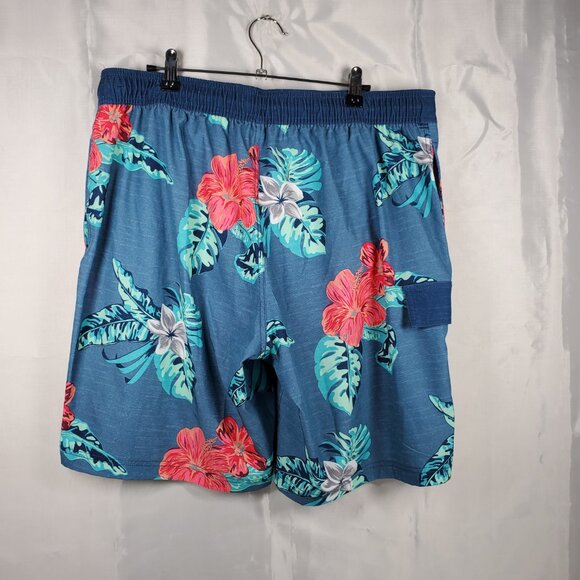George Board Shorts Hawaiian Tropical Blue Pink Green 3 Pockets Men Sz M (36/38) - Picture 2 of 9